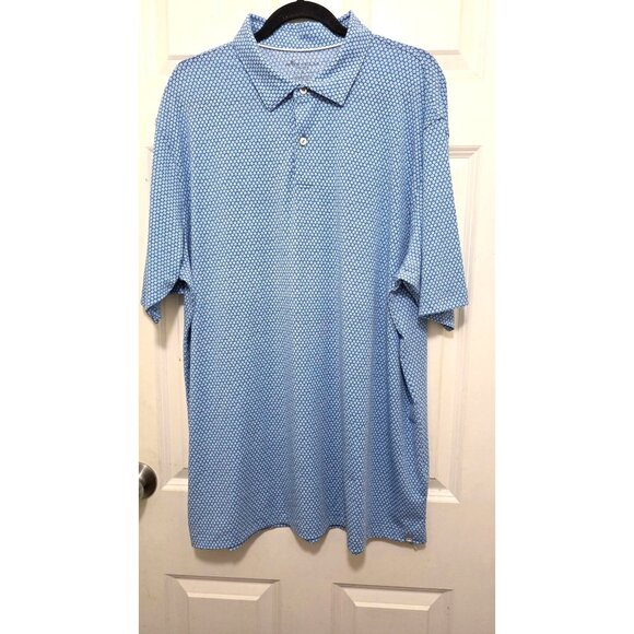 Peter Millar Seaside XL Blue Geometric Print Polo Shirt - Picture 2 of 6